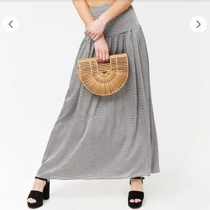Gingham Drop Hem Maxi Skirt